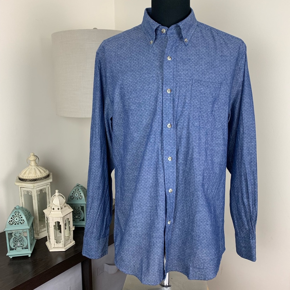 Southern Tide Linen Button Down Blue Shirt 101